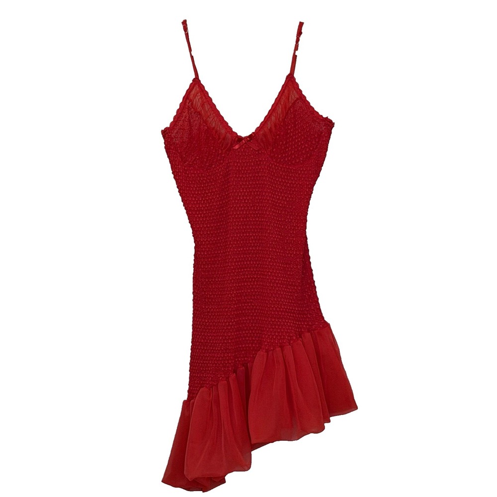 Andrea Kristoff for Escante Negligee Lace Lingerie Gown Size Medium Red Romantic